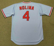 YADIER MOLINA St. Louis Cardinals 1980's Majestic Cooperstown Away Baseball Jersey