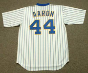 HANK AARON Milwaukee Brewers Majestic Cooperstown Throwback Home Jersey