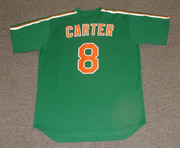 GARY CARTER New York Mets 1985 Majestic "St. Patrick's Day" Baseball Throwback Jersey - BACK