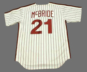 BAKE McBRIDE Philadelphia Phillies 1980 Majestic Cooperstown Throwback Home Baseball Jersey - Back