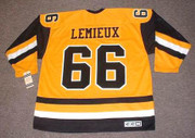 MARIO LEMIEUX Pittsburgh Penguins 1984 Away CCM NHL Vintage Throwback Jersey - BACK