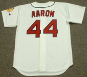 HANK AARON Milwaukee Braves 1960's Majestic Throwback Baseball Jersey - BACK