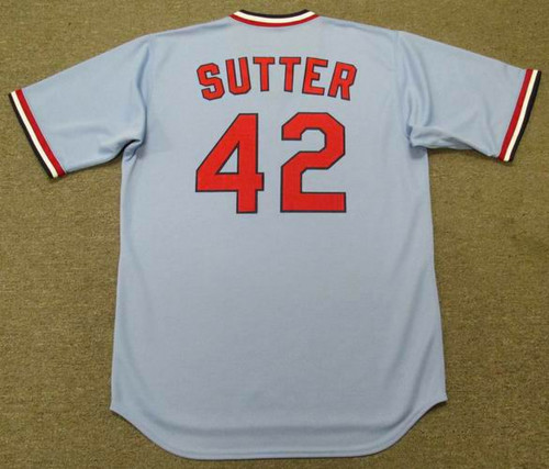 BRUCE SUTTER ST LOUIS CARDINALS COOPERSTOWN BLUE JERSEY NEW W TAGS MAJESTIC