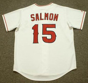 TIM SALMON Anaheim Angels 2002 Home Majestic Throwback Baseball Jersey - BACK