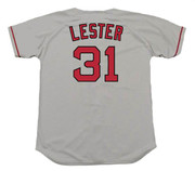 JON LESTER Boston Red Sox 2008 Majestic Throwback Away Baseball Jersey - Back