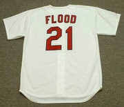 CURT FLOOD St. Louis Cardinals 1967 Majestic Cooperstown Throwback Home Baseball Jersey - Back