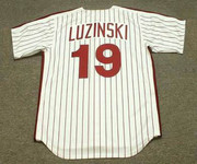 GREG LUZINSKI Philadelphia Phillies 1980 Majestic Cooperstown Throwback Home Baseball Jersey - Back