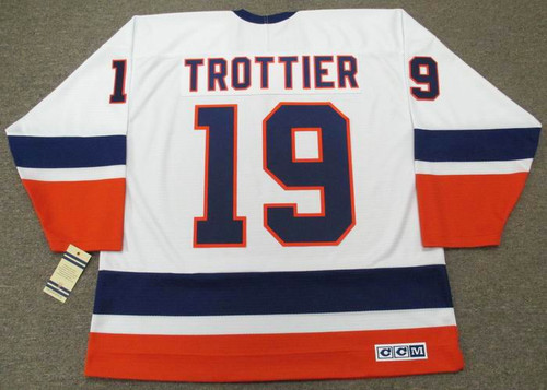 Bryan Trottier Signed New York Islanders White Jersey Inscribed HOF ' –