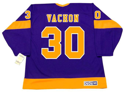 No30 Rogie Vachon Purple/Yellow CCM Throwback Stitched Jersey