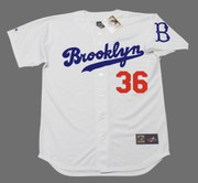 DON NEWCOMBE Majestic Throwback Home Brooklyn Dodgers Shirt - FRONT