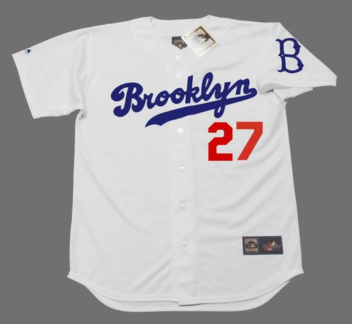 MAJESTIC  TOMMY LASORDA Brooklyn Dodgers 1955 Cooperstown Away Baseball  Jersey