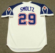 JOHN SMOLTZ Atlanta Braves 1970's Home Majestic Throwback Baseball Jersey - BACK