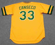 JOSE CANSECO Oakland Athletics 1986 Majestic Throwback Baseball Jersey - BACK