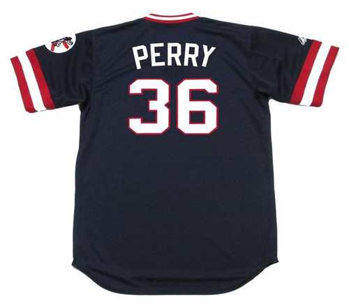 Gaylord Perry 1975 Cleveland Indians Cooperstown Away Throwback MLB  Baseball Jersey