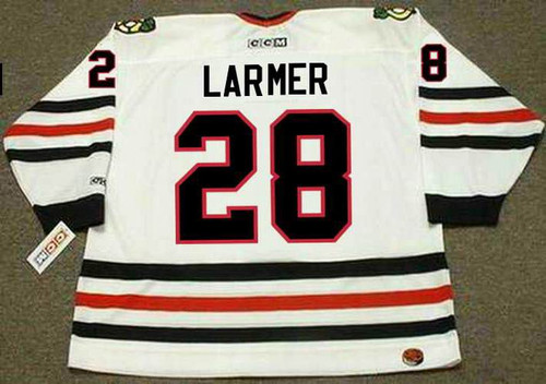 RARE Authentic Chicago Blackhawks Steve Larmer TBTC Barber Pole Jersey Size  44