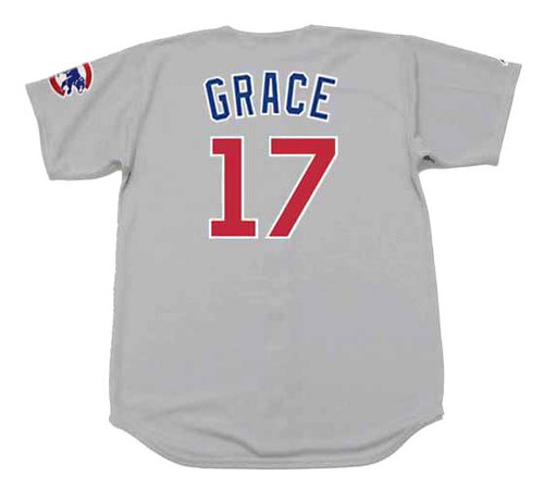 Vtg 90s CHICAGO CUBS MARK GRACE 17 Made USA! MLB BASEBALL T SHIRT Nutmeg  STATS L