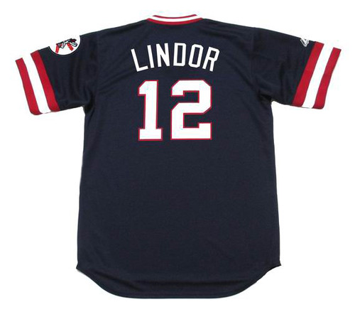 Men's Cleveland Indians Francisco Lindor Mr. Smile Majestic Navy 2017  Players Weekend Authentic Jersey