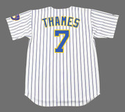 Eric Thames Milwaukee Brewers Majestic Alternate Home MLB Throwback Baseball Jerseys - Back