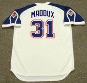 GREG MADDUX Atlanta Braves 1970's Home Majestic Throwback Baseball Jersey - BACK