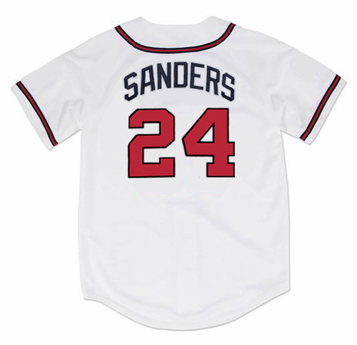 DEION SANDERS  Atlanta Braves 1992 Home Majestic Throwback Baseball Jersey