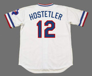 DAVE HOSTETLER Texas Rangers 1984 Home Majestic Throwback Baseball Jersey - BACK