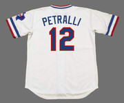 GENO PETRALLI  Texas Rangers 1985 Home Majestic Throwback Baseball Jersey - BACK