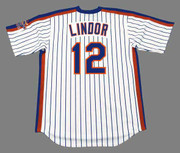 FRANCISCO LINDOR New York Mets 1986 Majestic Throwback Home Baseball Jersey - BACK