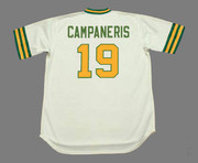 BERT CAMPANERIS Oakland Athletics 1973 Home Majestic Throwback Baseball Jersey - BACK