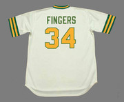 ROLLIE FINGERS Oakland Athletics 1973 Home Majestic Throwback Baseball Jersey - BACK