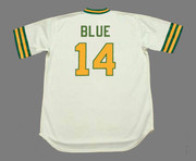 VIDA BLUE Oakland Athletics 1973 Home Majestic Throwback Baseball Jersey - BACK