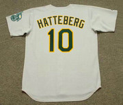 SCOTT HATTEBERG Oakland Athletics 2002 Away Majestic Baseball Throwback Jersey - BACK