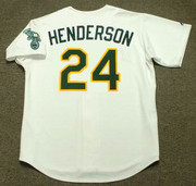 RICKEY HENDERSON Oakland Athletics 1990 Home Majestic Baseball Throwback Jersey - BACK