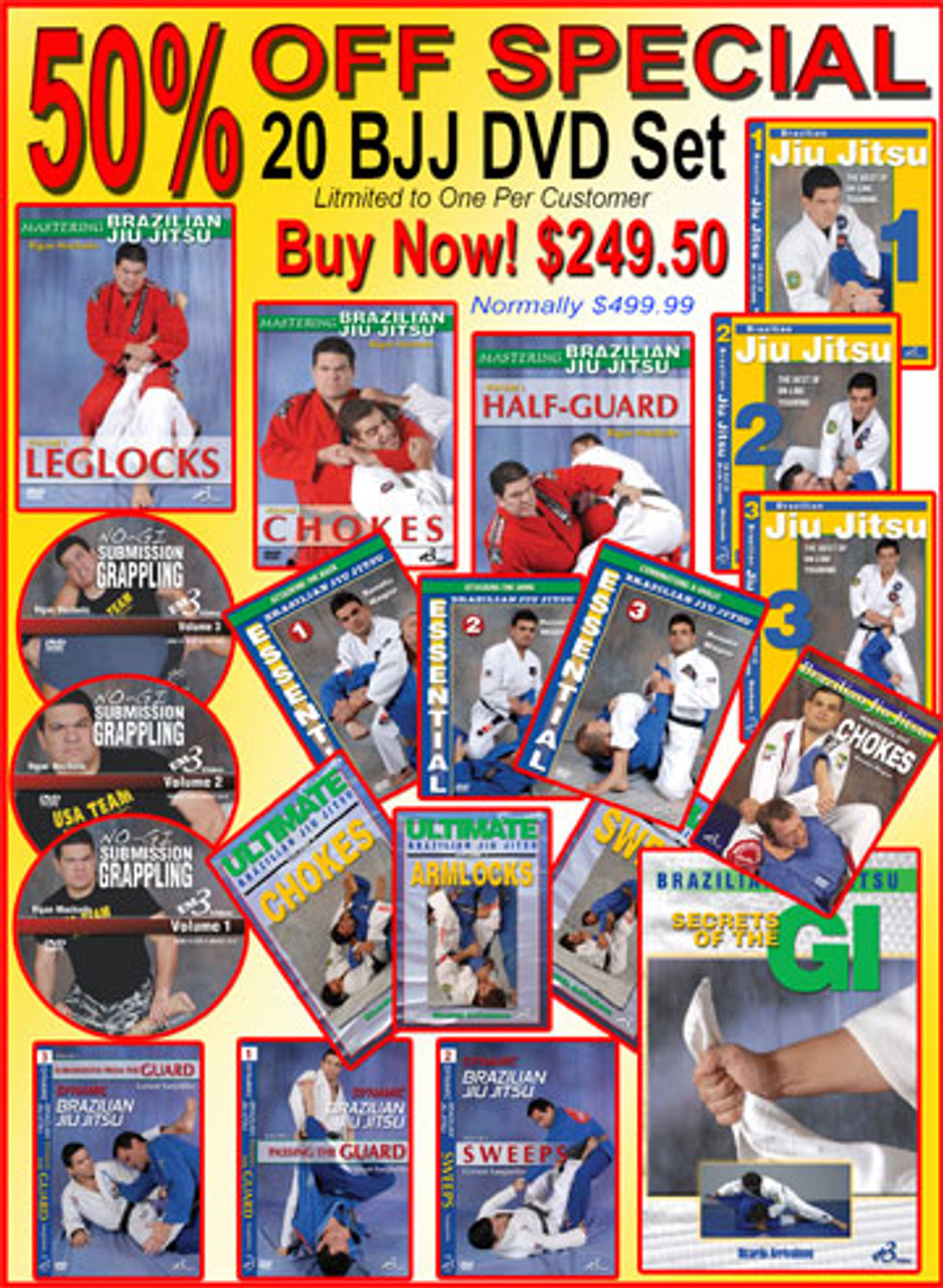 50% OFF SPECIAL 20 Brazilian Jiu Jitsu DVD Set Normally $499.99