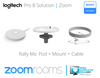 Logitech Pro 8 Zoom Rooms Solution with Rally Bar Mini, Rally Mic Pod (1), Tap Cat5e & TV Mount ideal for rooms up to 8 people