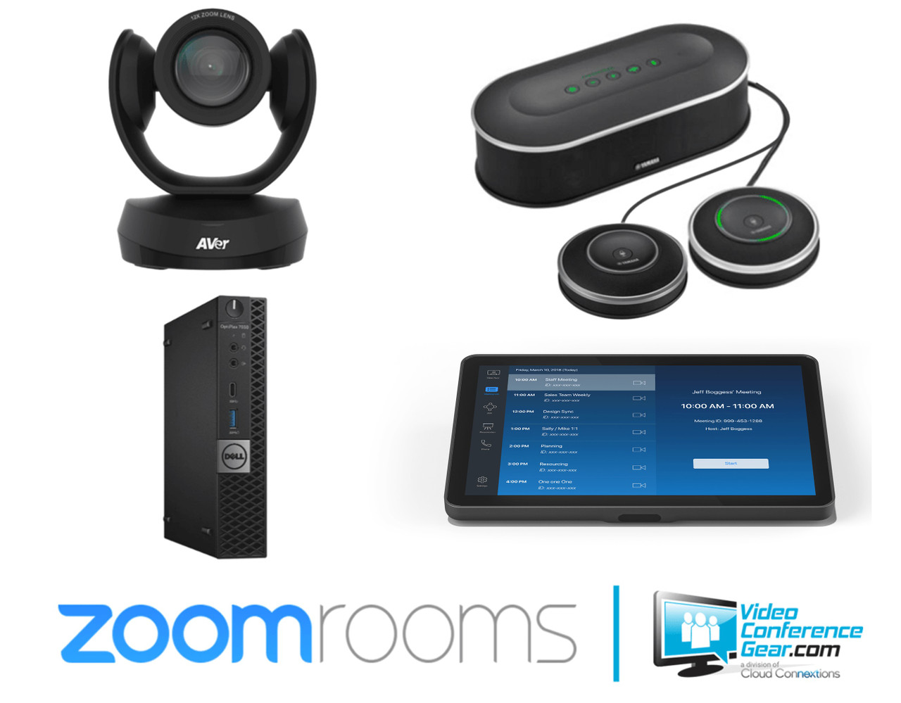 Zoom Rooms Solution with AVer CAM520 Pro 2 and Yamaha YVC-1000 Dual Mics -  Large Room