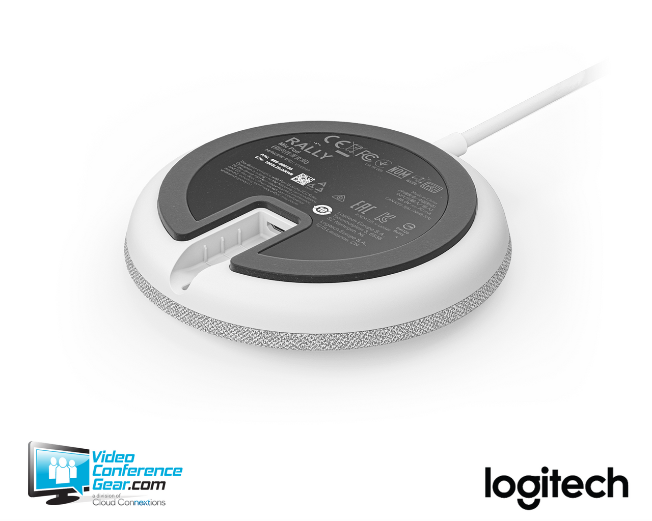 Logitech Rally Expansion Mic Pod - White (952-000038) for use with the Logitech Rally Conference Room Audio System including the Rally Bar Mini, Rally Bar and Rally Camera for full room coverage.