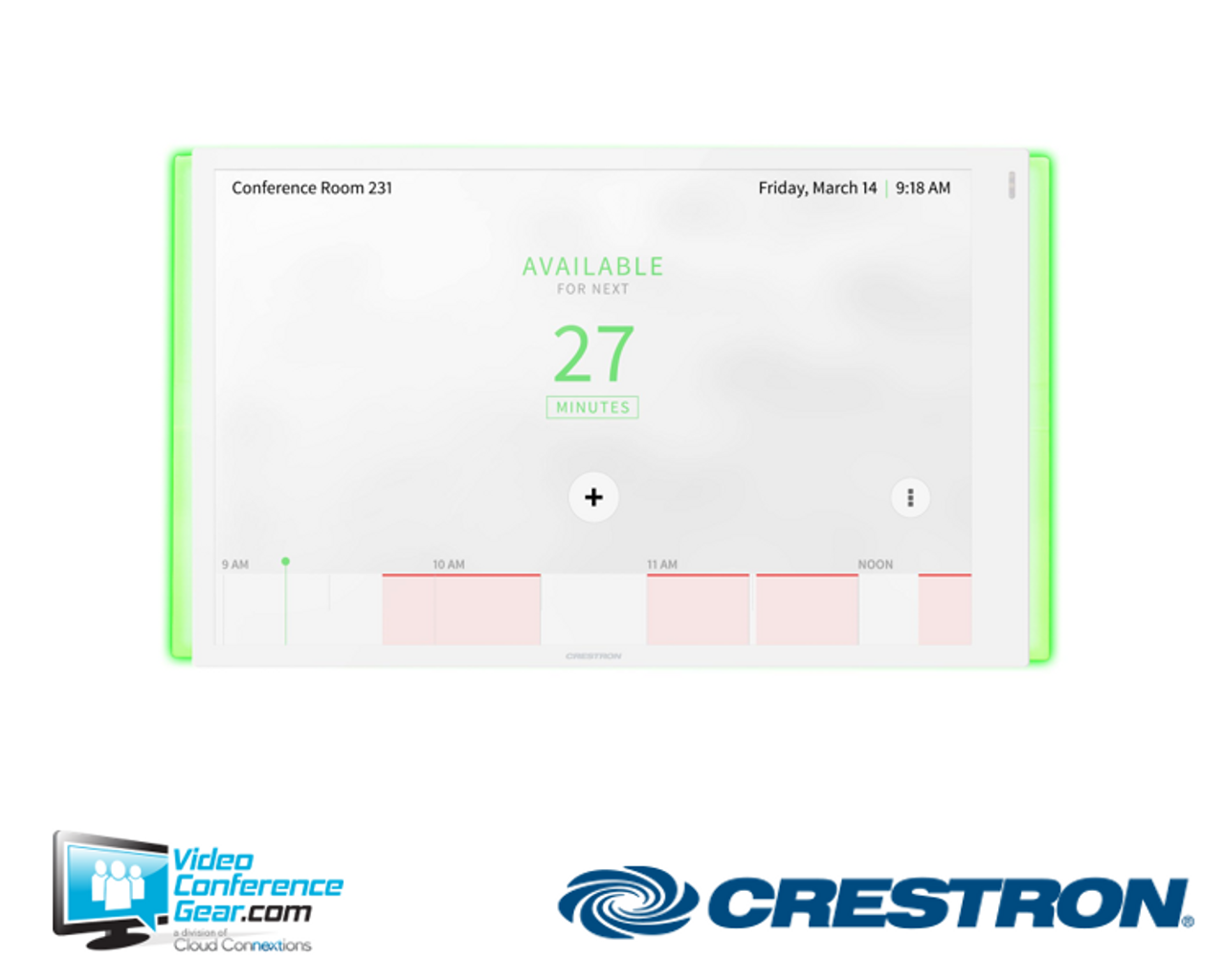 Crestron TSS-1070-W-S-LB 10.1-Inch Conference Room Scheduling Panel with Status Light Kit- White