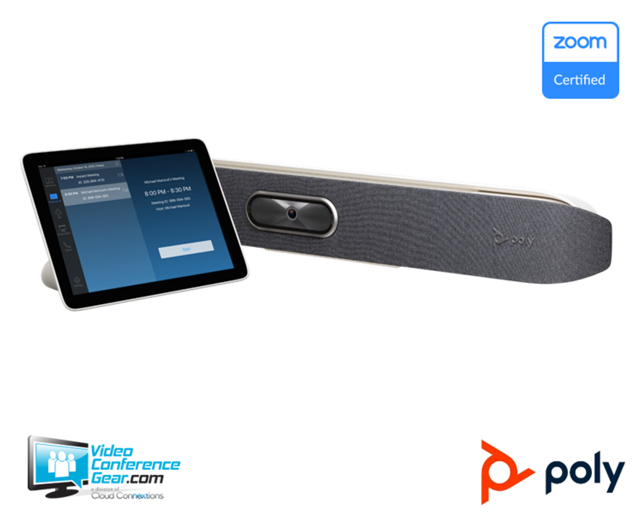 Poly Studio X50 Video Soundbar Bundled with the Poly TC8 Preloaded with the Zoom Rooms Video Conferencing Platform