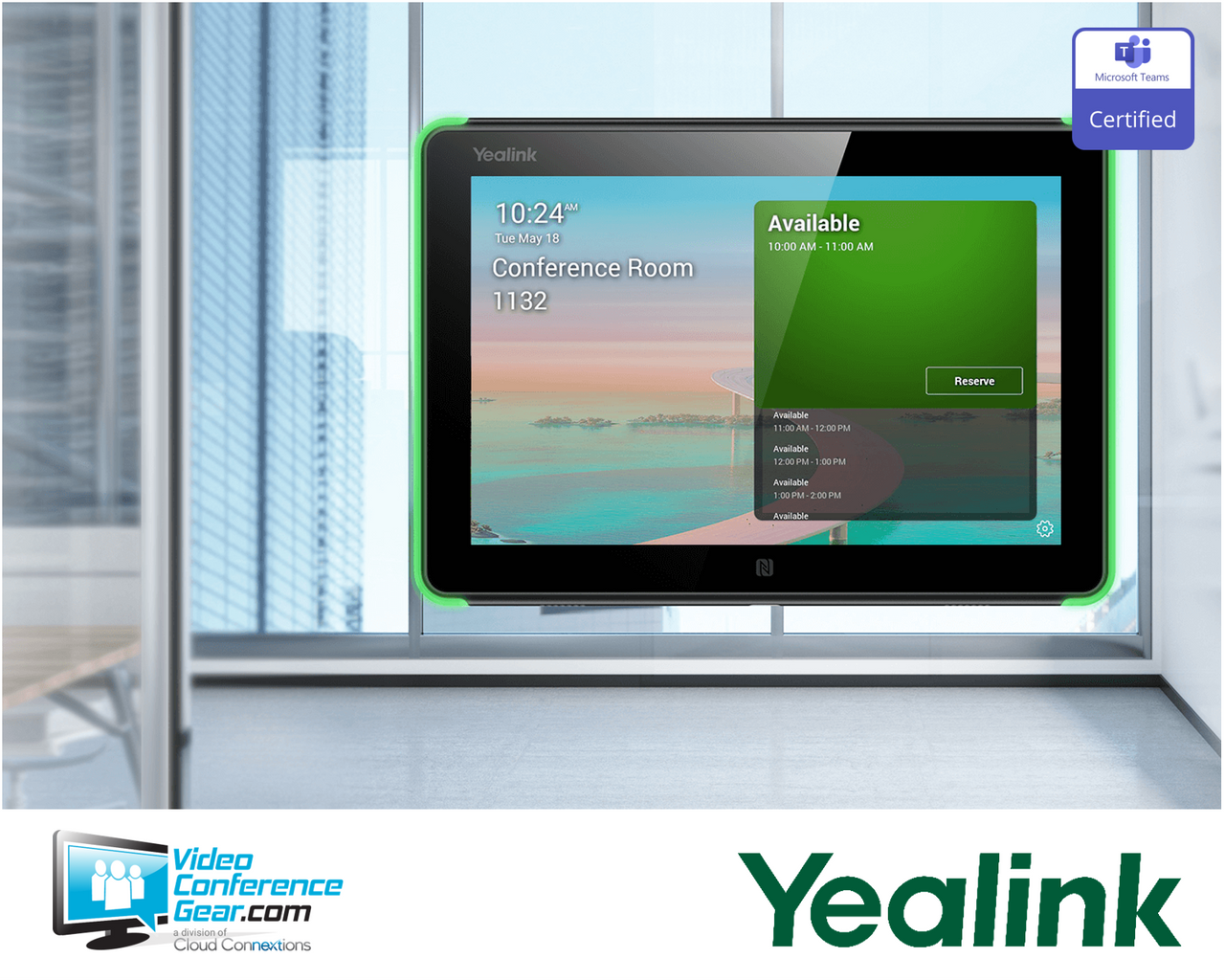 Yealink RoomPanel for Microsoft Teams Room 8" Android Scheduling Display for Conference Rooms - Teams Certified