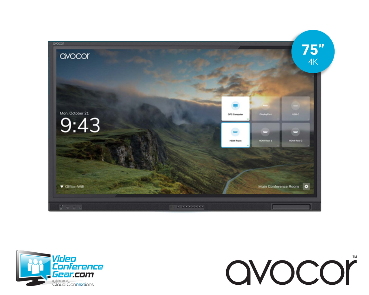 Avocor G Series AVG-7560 75" 4K Interactive Touch Display for Video Conferencing