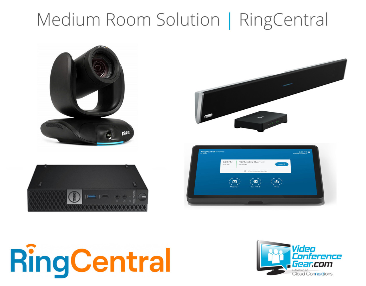 RingCentral Rooms Solution with AVer CAM550 and Nureva HDL310 - Medium Room