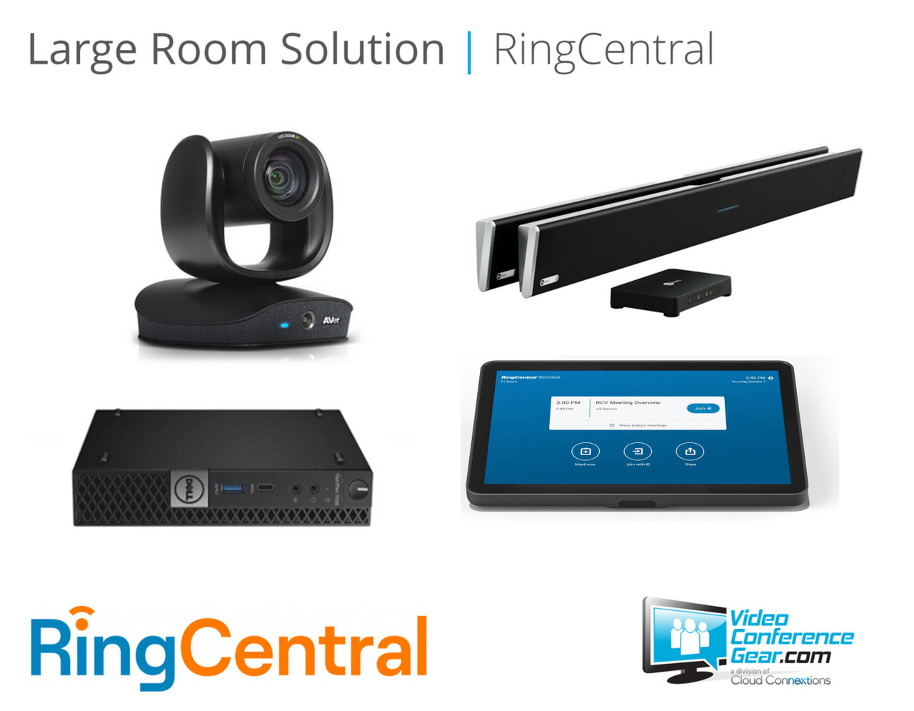 RingCentral Rooms Solution with AVer CAM570 and Nureva HDL410 - Large Room