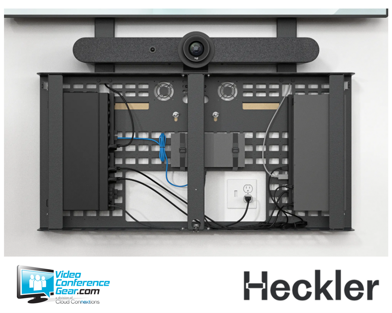 Heckler H735-BG AV Credenza 4U Video Conferencing Meeting Rooms (Black Gray)