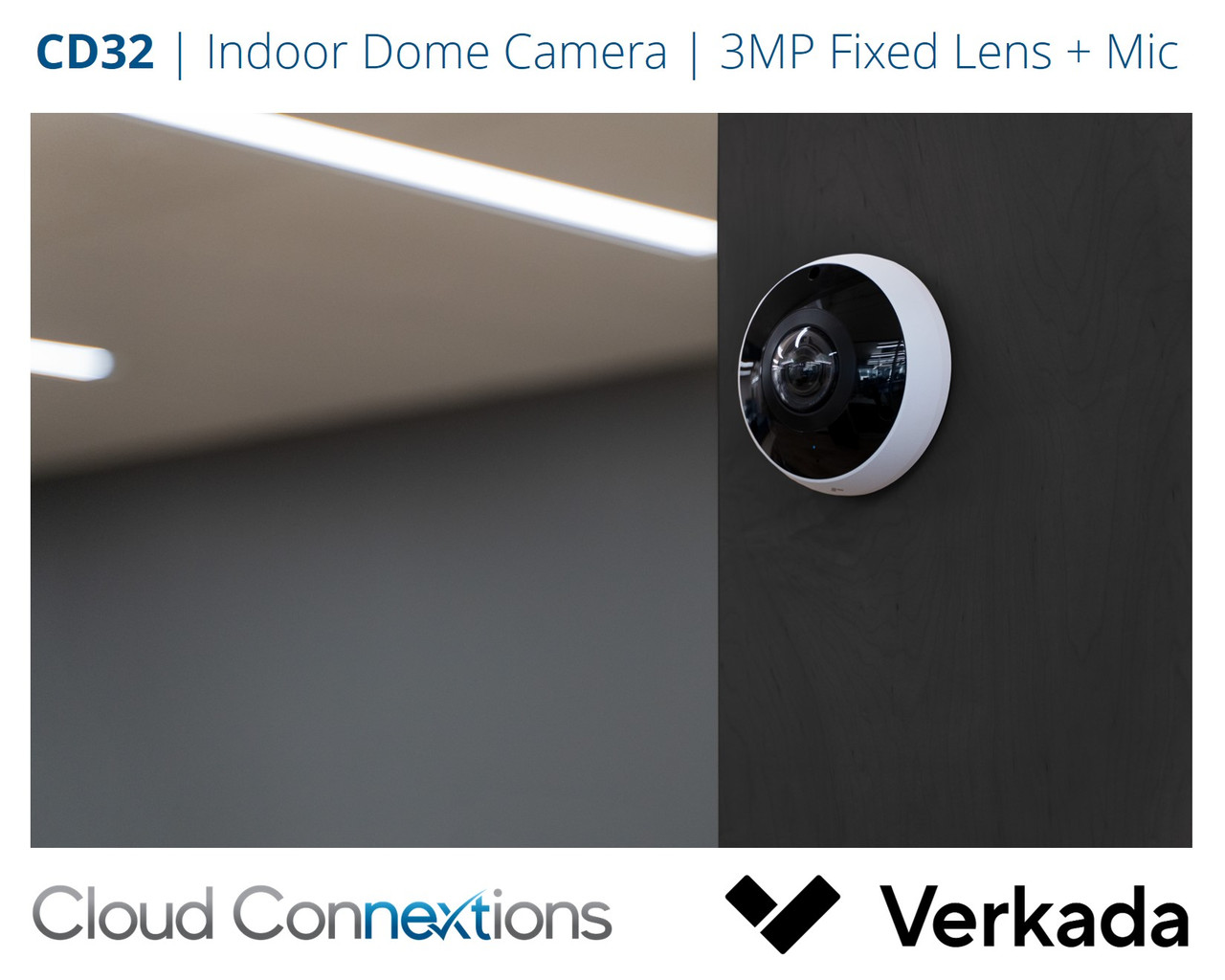 Verkada | CD32 Indoor Dome Camera | 3MP with Built-in Mic, Fixed