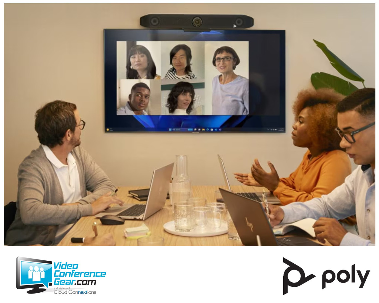 HP Poly | Studio V52 Video Bar | All-in-One Design | Medium Rooms