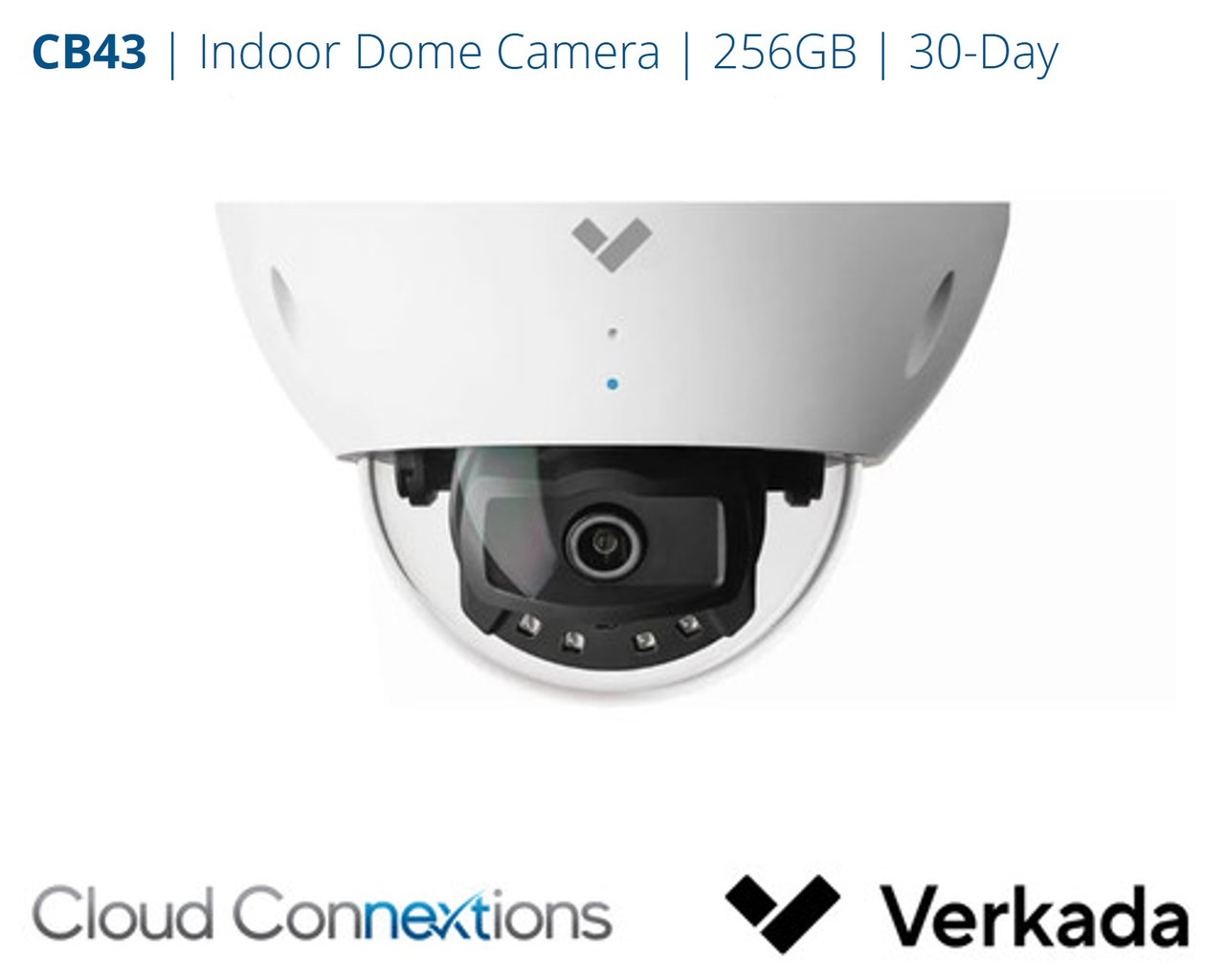 Verkada | CD43 Indoor Dome Camera | 5MP with Built-in Mic, Fixed Lens, 256GB, Maximum 30 Days Retention