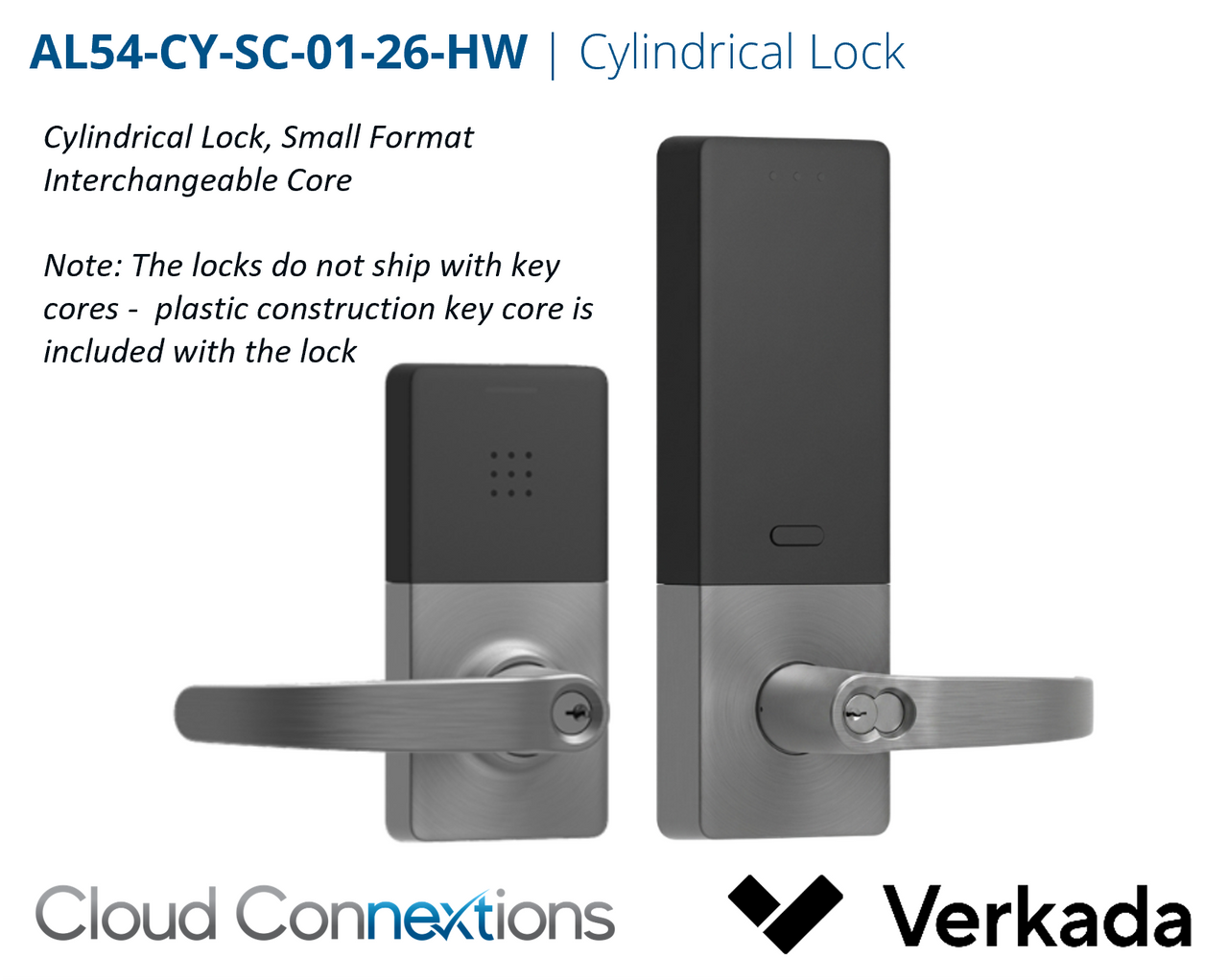 Verkada | AL54-CY Cylindrical Lock, Small Format Interchangeable Core