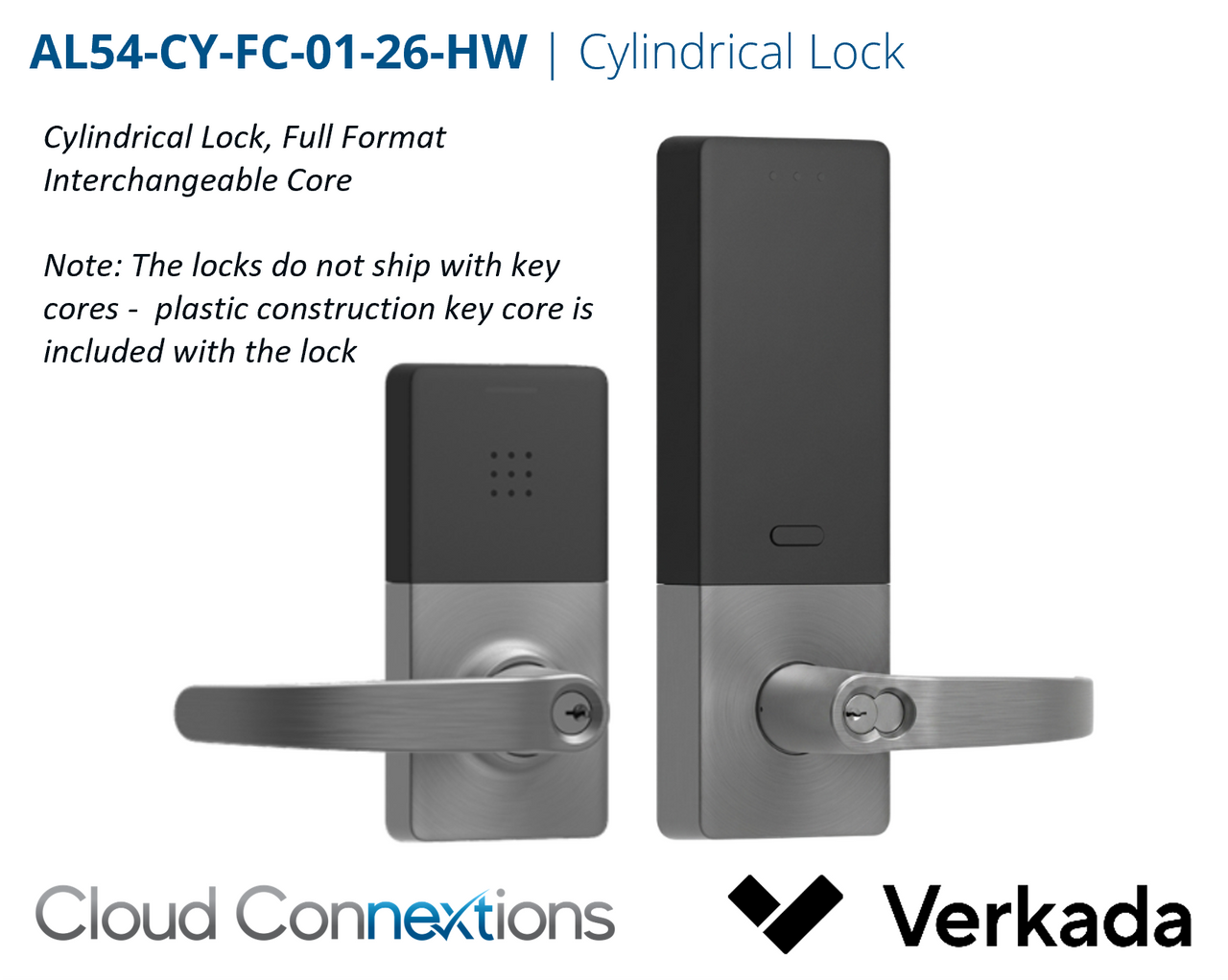 Verkada AL54 Cylindrical Lock, Full Size Interchangeable Core