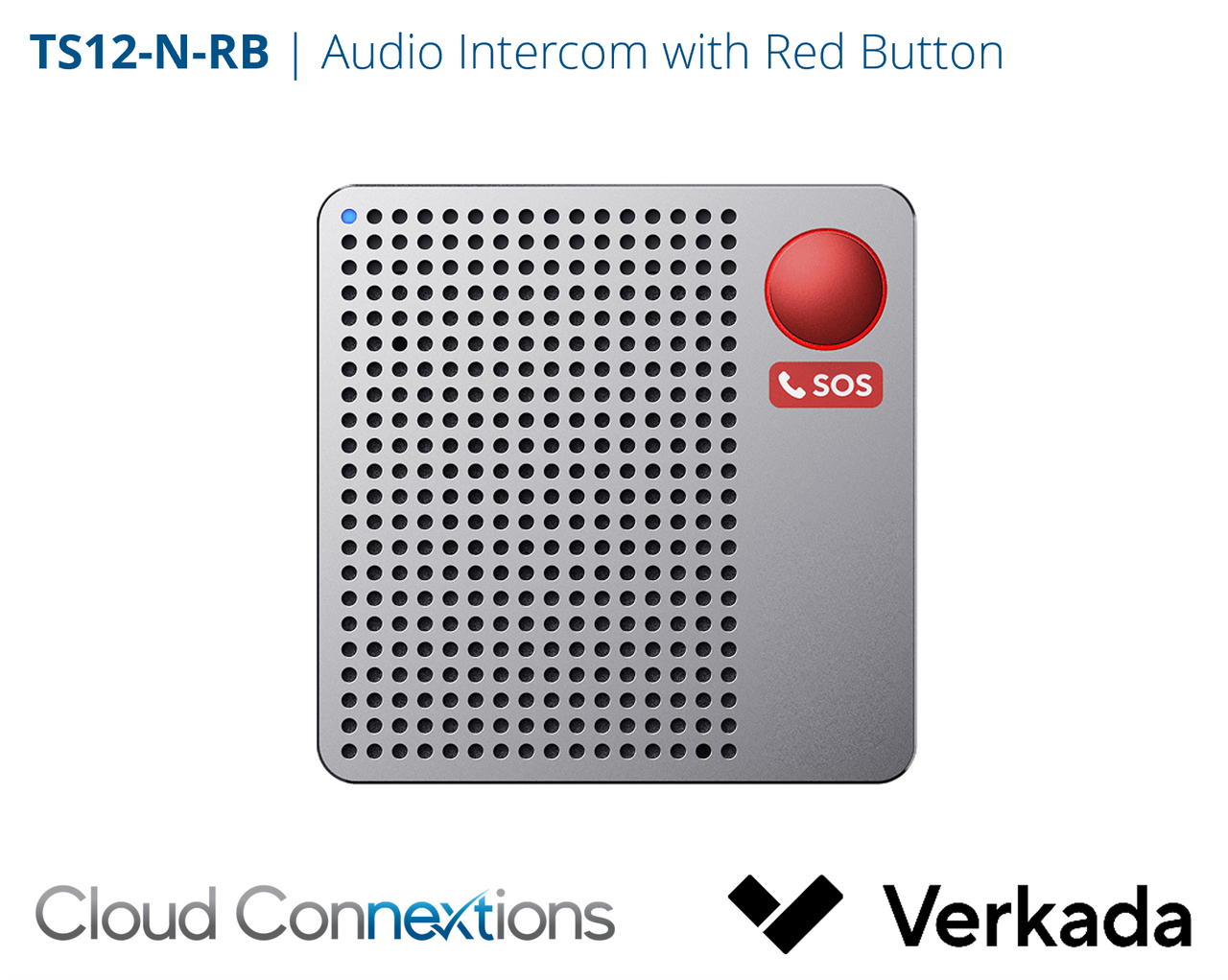 Verkada TS12-N-RB Square Audio Intercom with red button designed for 911 and emergency assistance