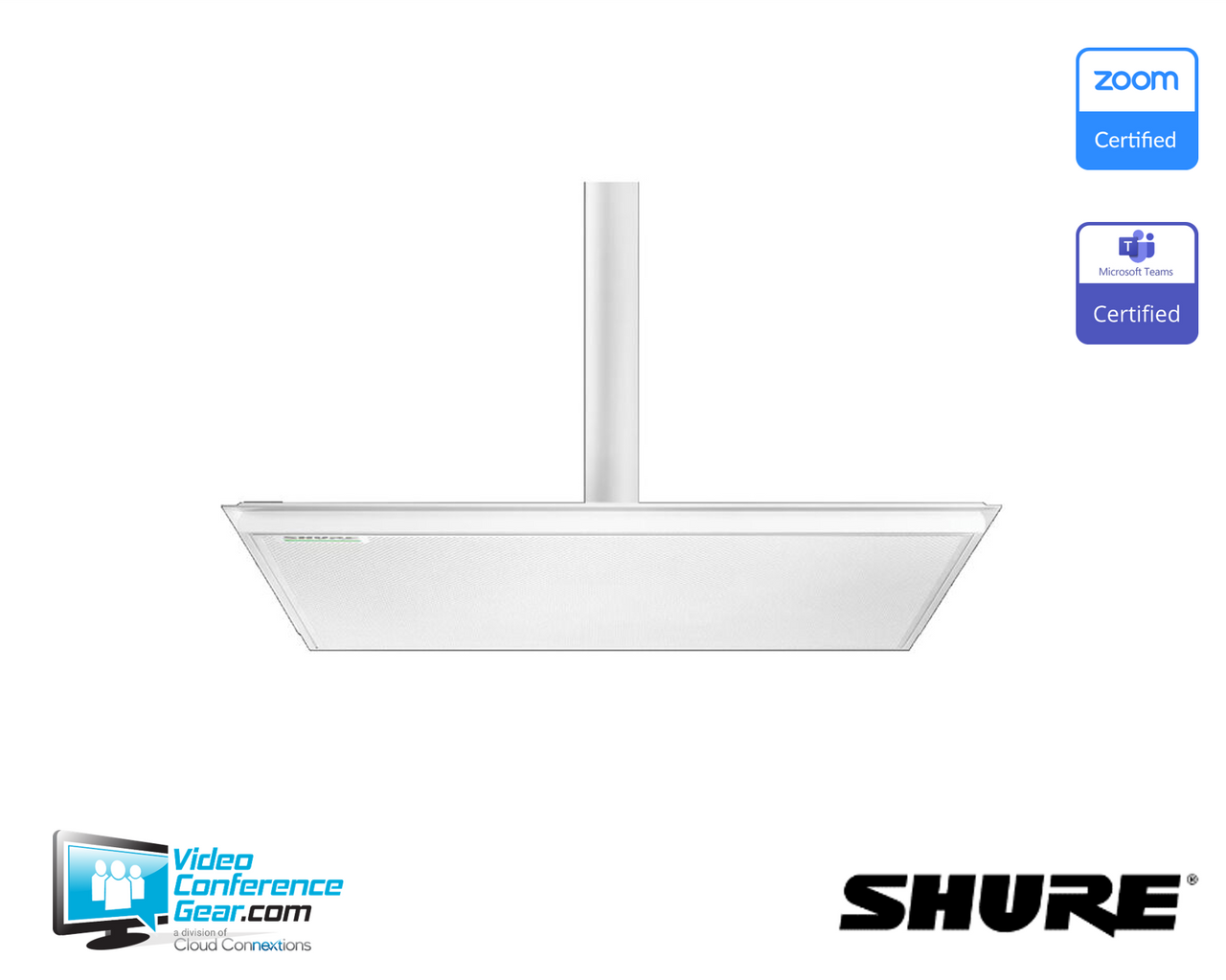 Shure MXA925W-S is a 24-inch square ceiling array microphone featuring Automatic Coverage technology, IntelliMix DSP, Dante networking, and premium voice capture for conference rooms, boardrooms, and collaboration spaces.